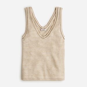 J. Crew Ribbed Double-V Tank in Beige and Cream Stripe